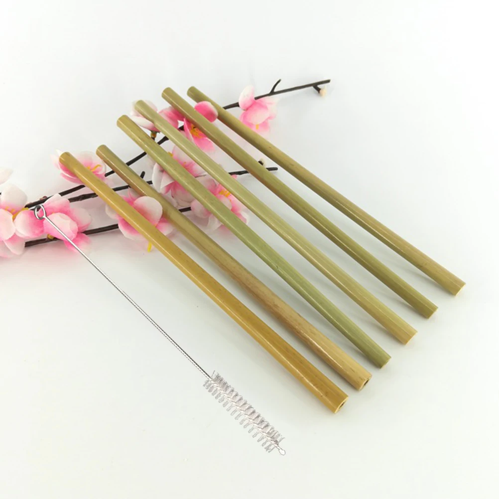 

22pcs Bamboo Set Reusable Biodegradable Drinking Straws Kitchen Biodegradable Srtaw Bar Supplies Straw Kit