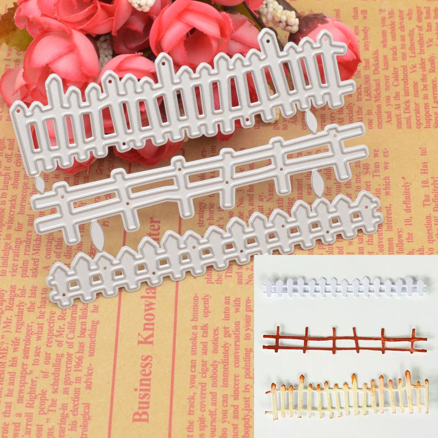 Three Style Pastoral Fence Metal Cutting Dies Garden Scene DIY Scrapbooking Card Embossing Craft Dies