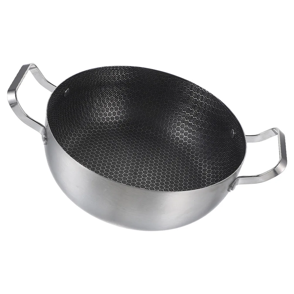 

22Cm Double Handle Stainless Steel Hot Pot Non-Stick Soup Frying Pan Kitchen Cooking Pot for Home Restaurant Use