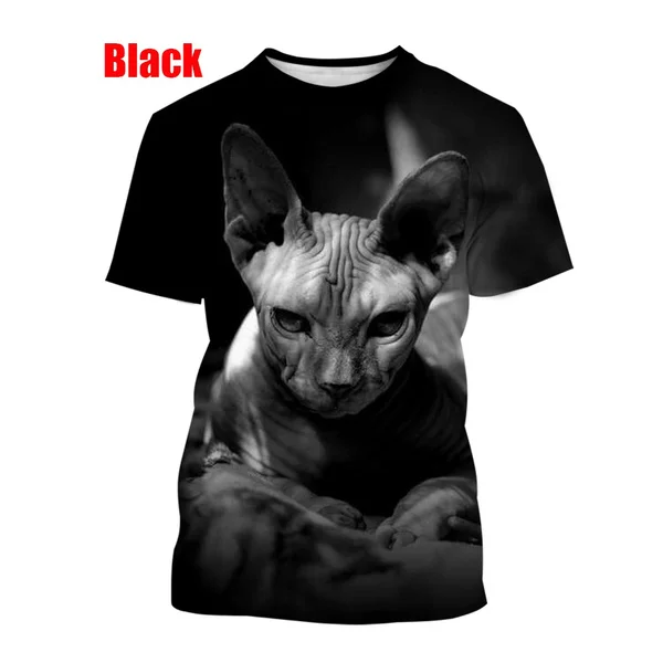 New Fashion Men Ladies 3D Sphinx Cat T Shirt Funny Print T-Shirt