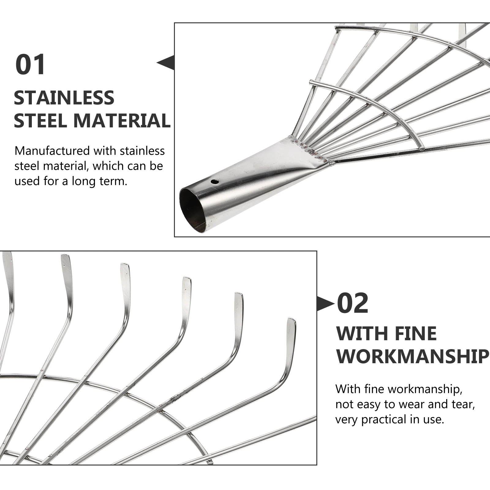 

Stainless Steel Grass Rake -toothed Leaf Rakes Gardening Puller Agricultural for Leaves Lawn