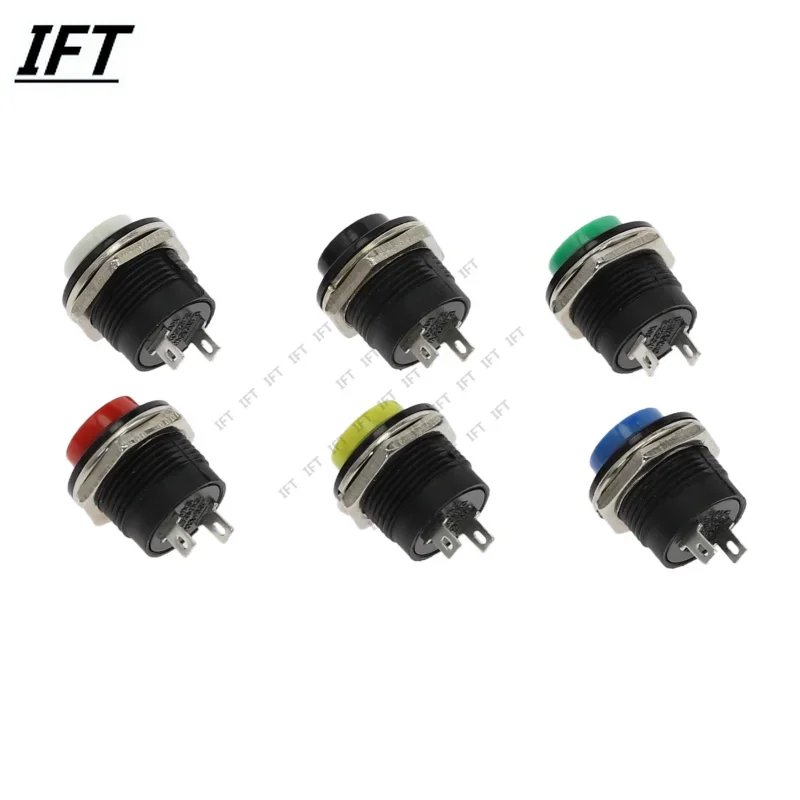 6pcs Momentary Push Button Switch 16mm Momentary 6A/125VAC 3A/250VAC Round Switches 2-Pin Switch R13-507 Electric Buttons