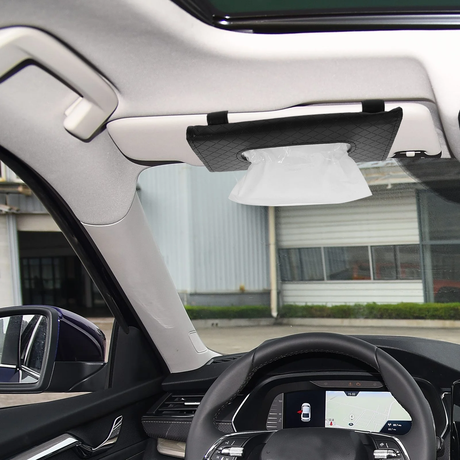 

Car Tissue Holder Durable PU Compact Design for Sun Visor Installation Travel Automotive Accessories Interior Storage Organizer