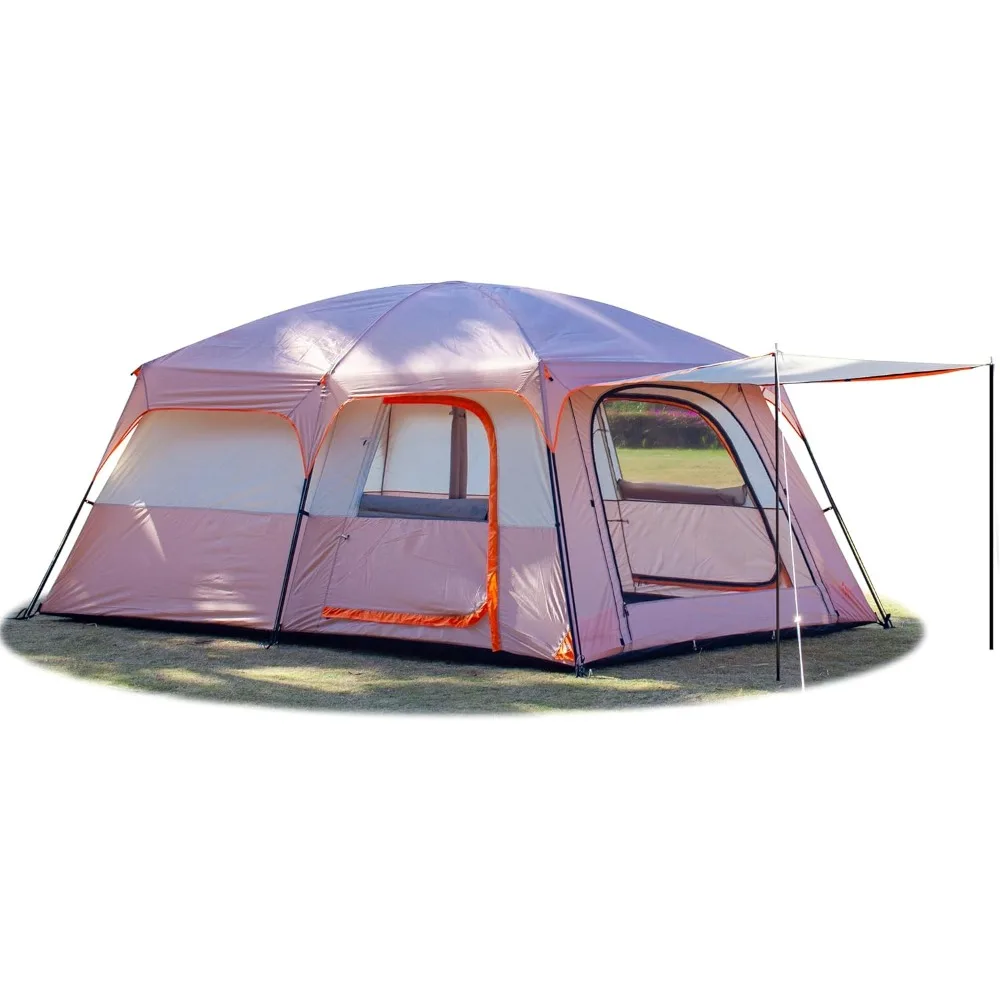 

Extra Large Tent 10-12-14 Person(A),Family Cabin Tents,2 Rooms,3 Doors and 3 Windows with Mesh,Straight Wall,Waterproof,Double