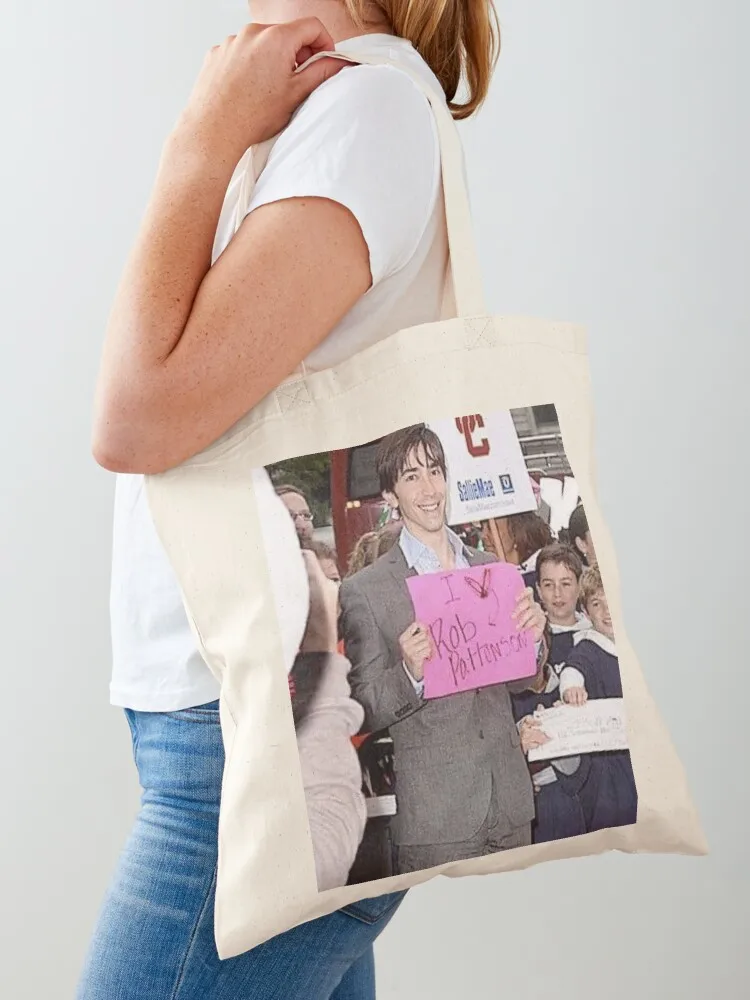 

i love robert pattinson Tote Bag Canvas stote bag shopping bags foldable Beach bag tote bags men