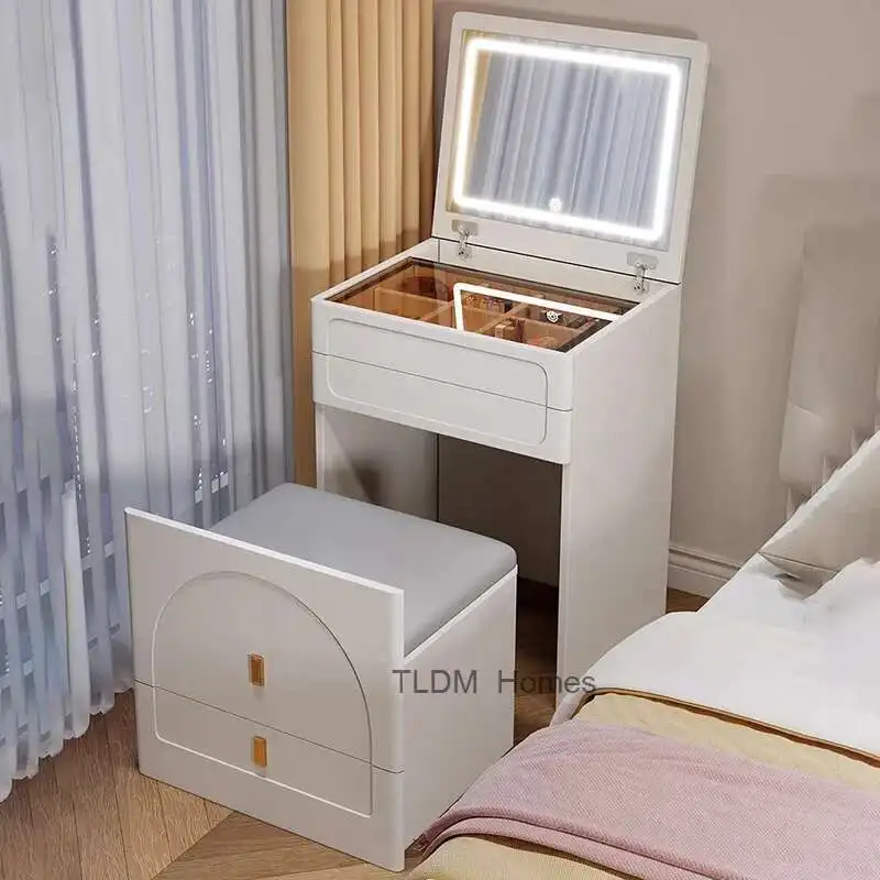 

Modern Minimalist Dressing Table Storage Chair Stylish Makeup Dressing Table Nordic Mirror Tocador De Maquillaje Home Furniture