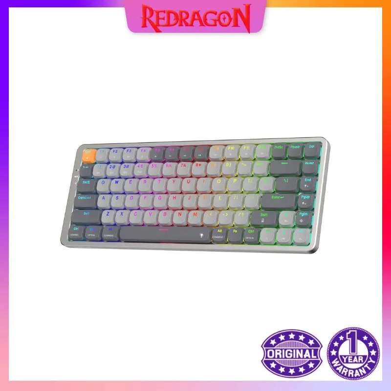 

Redragon K652 75% Wireless RGB Mechanical Keyboard, Bluetooth\/2.4Ghz\/Wired Tri-Mode 84 Keys Ultra-Thin Gaming Keyboard