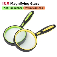10X Handheld Magnifying Glass with Rubber Anti Slip Handle For Seniors & Kids Real Glass Magnifying Lens For Book Newspaper Read