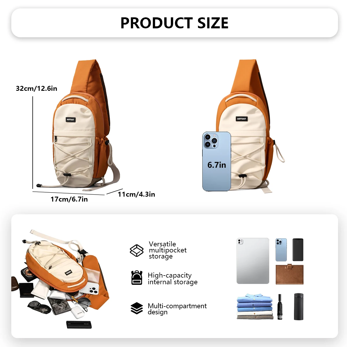 Lässige, tragbare Umhängetasche, Crossbody-Tasche, neues Modell 2026, Brusttasche, ultraleichte, tragbare kleine Tragetasche für Damen und Herren, trendige Sporttasche zum Wandern, Bergsteigen und Einkaufen. – Detail 2