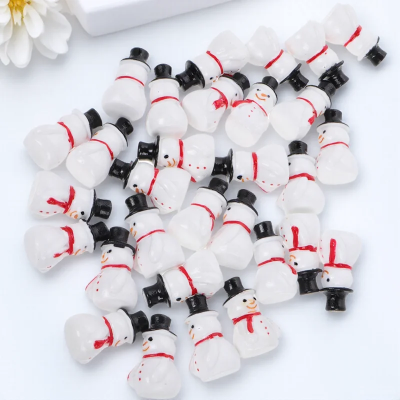 

30 Pcs Mini Snowman Small Christmas Decor Retro Ornaments Office Decorations Fairy Lights Tabletop Figure Resin Child
