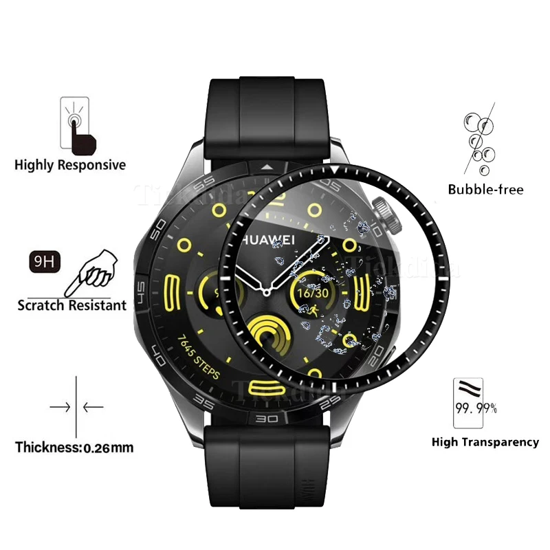 화웨이 워치 GT 4 용 부드러운 강화 유리 보호 필름, 화웨이 GT4 용, 46mm, 41mm, 쉘 스크린 보호대 액세서리