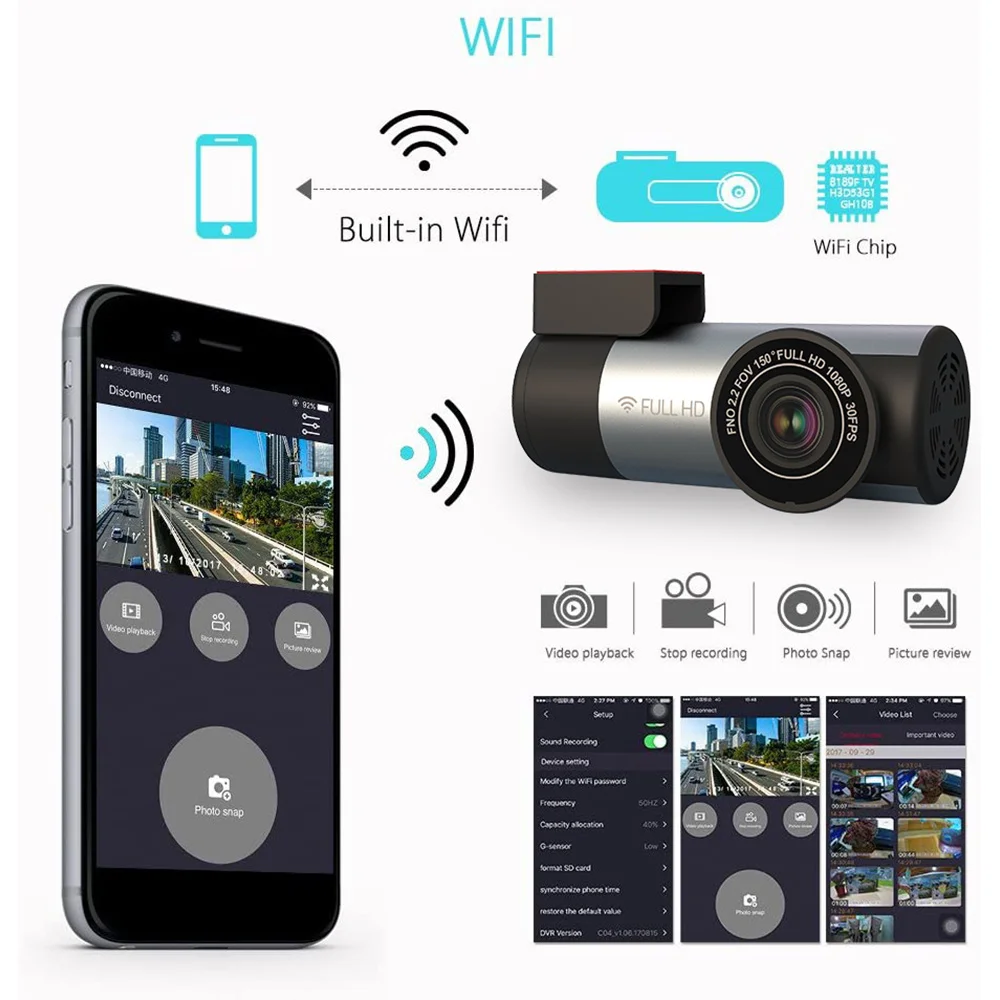 WIFI FULL HD Dash Cam 1080P Super Mini Car Camera DVR Wireless Night Version G-Sensor Driving Recorder 2023 New