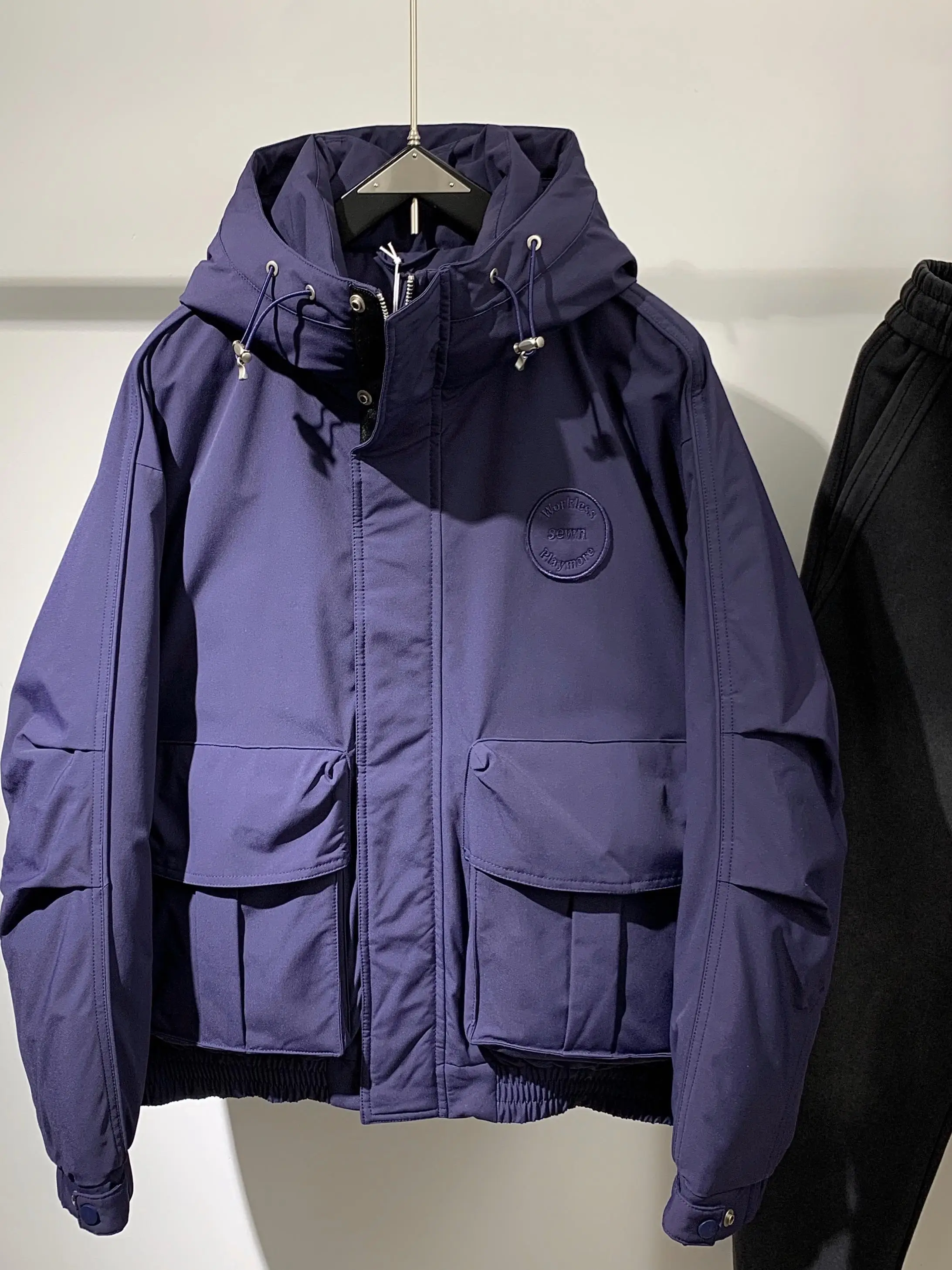 

Winter Youth Men's Hooded ort down Jaet Thi Outdoor Casual Outerwear Polyester Fabric White Du down Warm Windproof