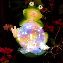 Garden Statues-Solar Decor Lights-Solar Frogs- Outdoor Lawn Frog for Pathway Balcony, Yard, Patio