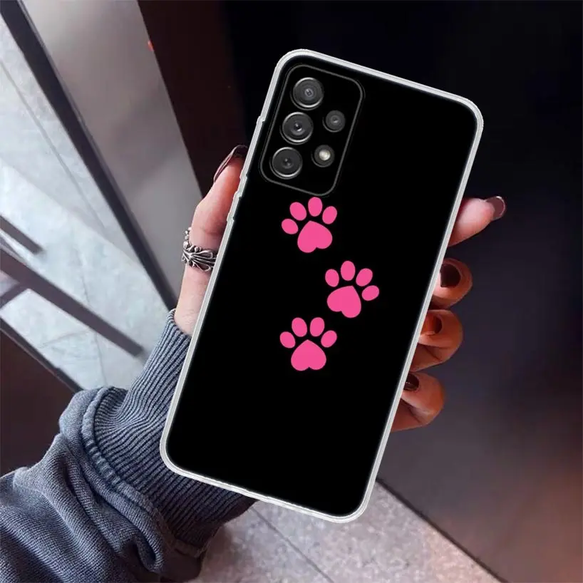Cat Dog paw design Phone Case For Samsung Galaxy A17 A57 A37 A16 A26 A36 A56 A15 A25 A35 A55 A14 A13 A54 A53 A34 A24 A33 A23 Gal