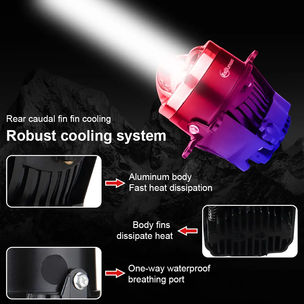 3Inch Fog Lamp Lens For Toyota Nissan Bracket bi led projector laser fog lights 160W Bi Led lens High/ low beam Car Fog Lamp 12V