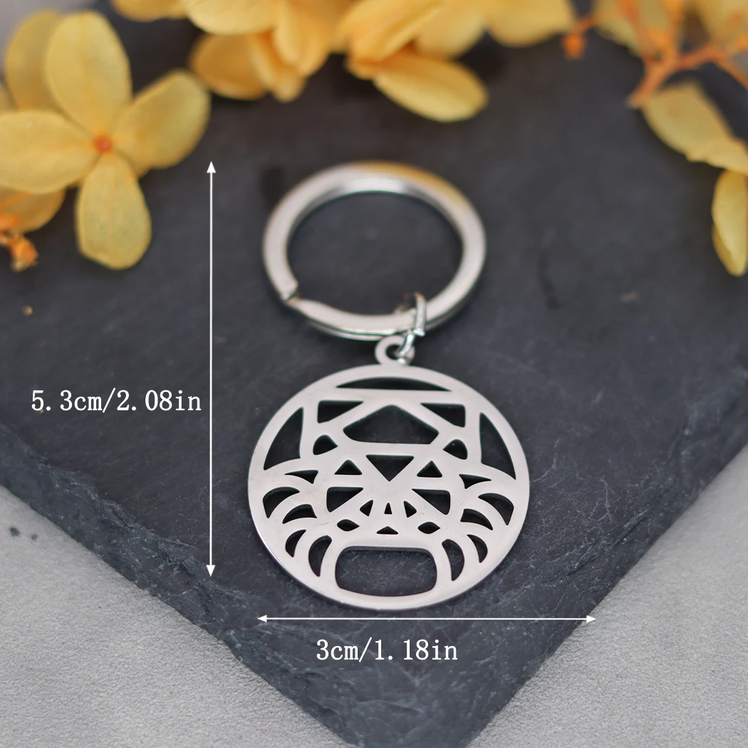 Chandler Crab Origami Key Chain Geometric Crab Charm Pendant Beach Sea Stainless Steel Jewelry Gift for Her