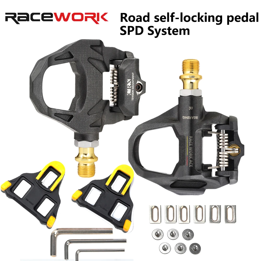 

Педали для шоссейного велосипеда RACEWORK с подшипниками, самоблокирующиеся, легкие (260 г), для системы SHIMANO SPD SL, запчасти для велосипедов