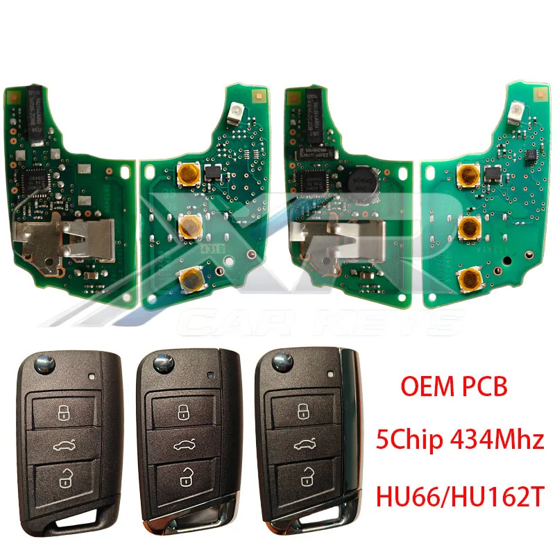 Original PCB MQB49/5C Chip 434MHz Keyless Car Remote Key Shell Case For VW T-CROSS Polo Golf Polo Tiguan Touran MK7 Skoda Seat