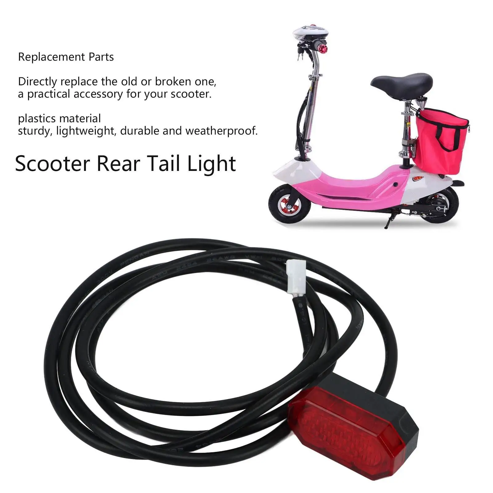 8.5in Weatherproof Electric Bike Tail Light - Bright Rear Lamp for Scooters & for night