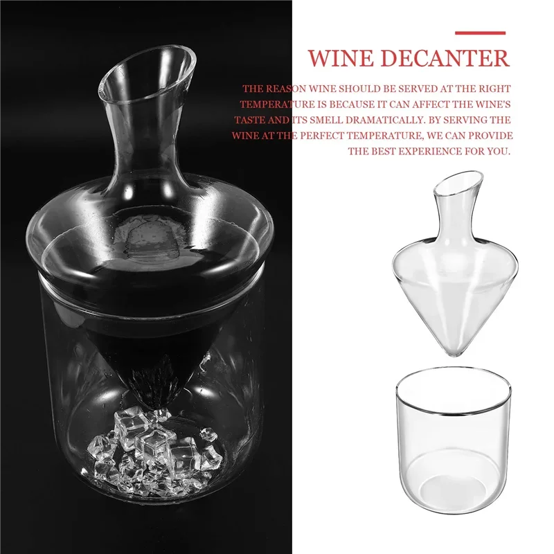 【Recommend】Wine Decanter Set Wine Decanter With Ice Bucket Lead-Free Crystal Glass Blown Hand Perfect For Home Bar And Parties