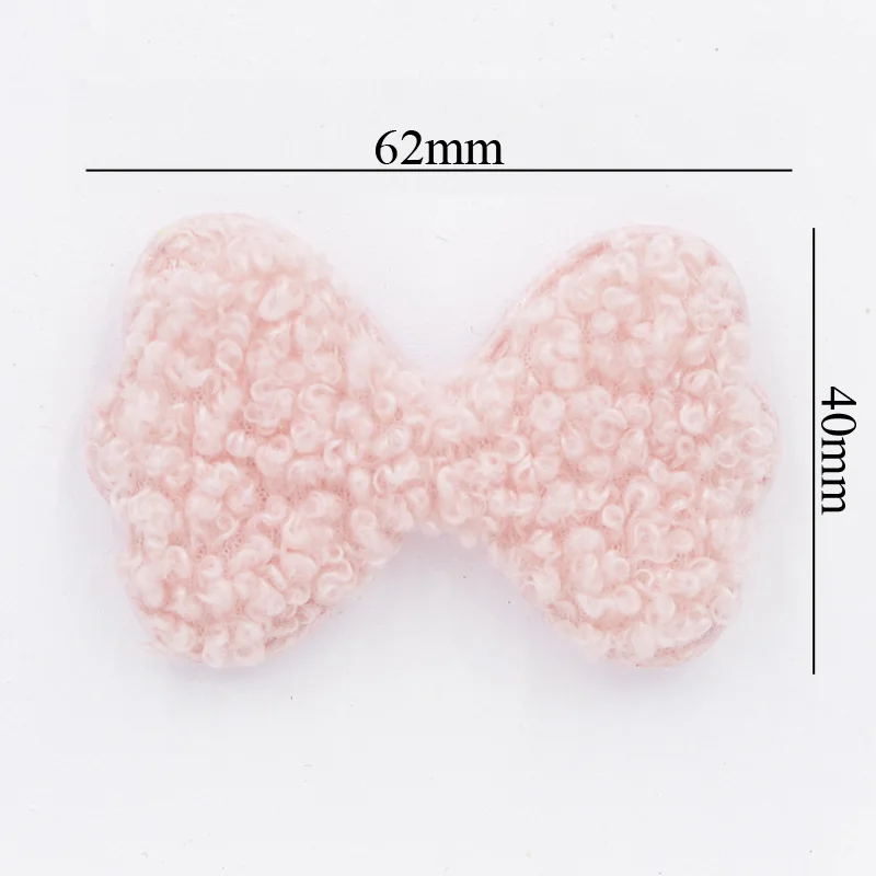 8Pcs Fashion Teddy Plush Padded Patches Soft Bow Tie Appliques for Crafts Clothes Stickers Supplies DIY Hair Clips Ornament