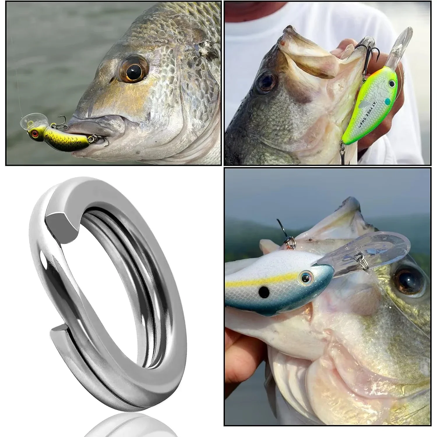 5 Size Stainless Steel Fishing Split Rings High Strength Large Tensile Force Lure Connector Loop Set 200/250PCS For Tackle Box