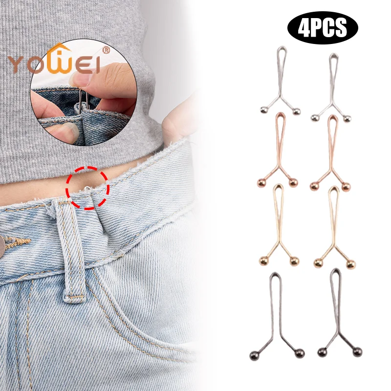 Latest 4Pcs Adjustable Sleeve Clip For Pants Waist Tightening Sleeve Reduction Clip Jeans Skirts Detachable Buckle Accessories