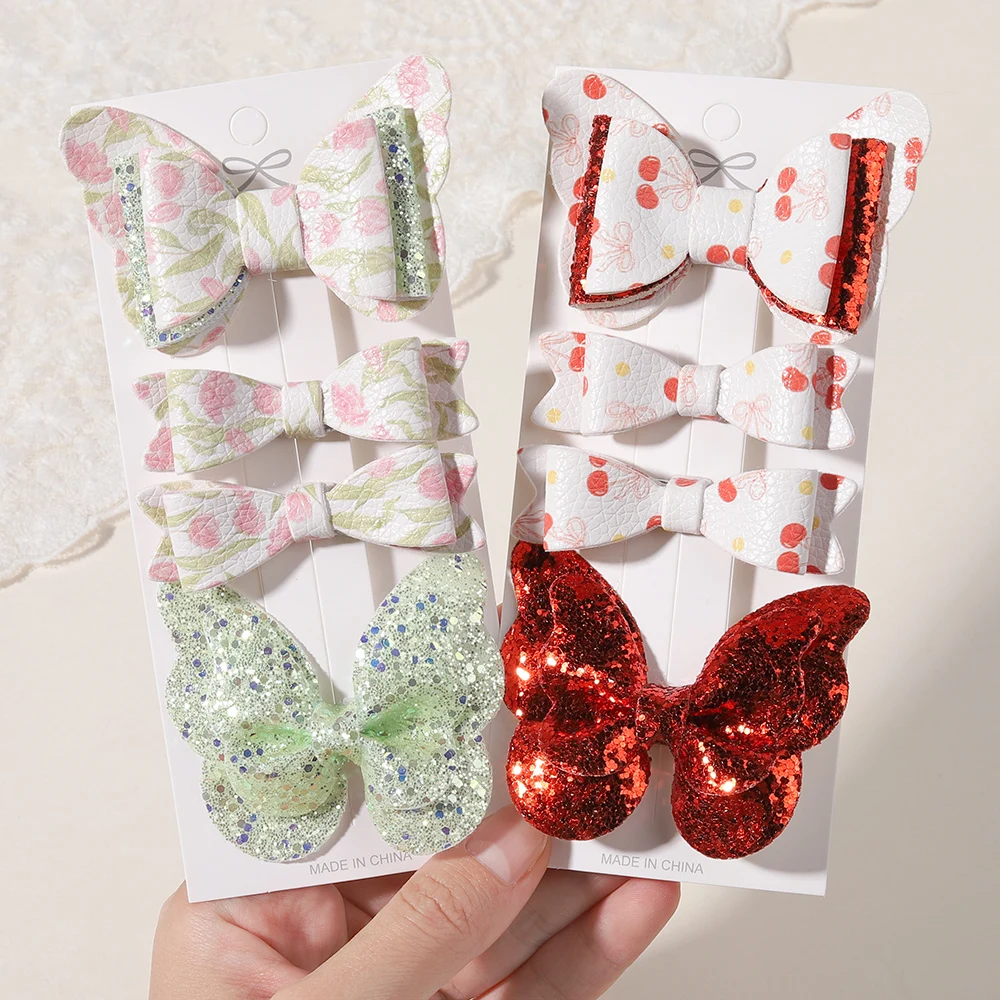 2/4/5 قطعة القوس لطيف طفل مشبك شعر مجموعة لطيف BB كليب فتاة صغيرة فراشة باريت موضة لطيف الأزهار البريق الطفل إكسسوارات الشعر