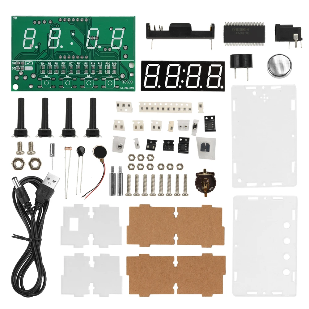 LED digitale elektronische klok DIY Kit Klok Onderwijs Lassen Oefening Printplaat Set met wekker Temperatuur Countdown