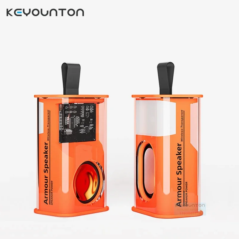 New Transparent Cyberpunk Mecha Wind Wireless Mini Bluetooth Speakers RGB Pickup Lamp Audio Mega Bass Outdoor Small Steel Cannon