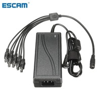 ESCAM DC 12V 5A Monitor Power Adapter Power Supply + 8 Way Power Splitter Cable For Camera/Radios Surveillance CCTV CAMERA