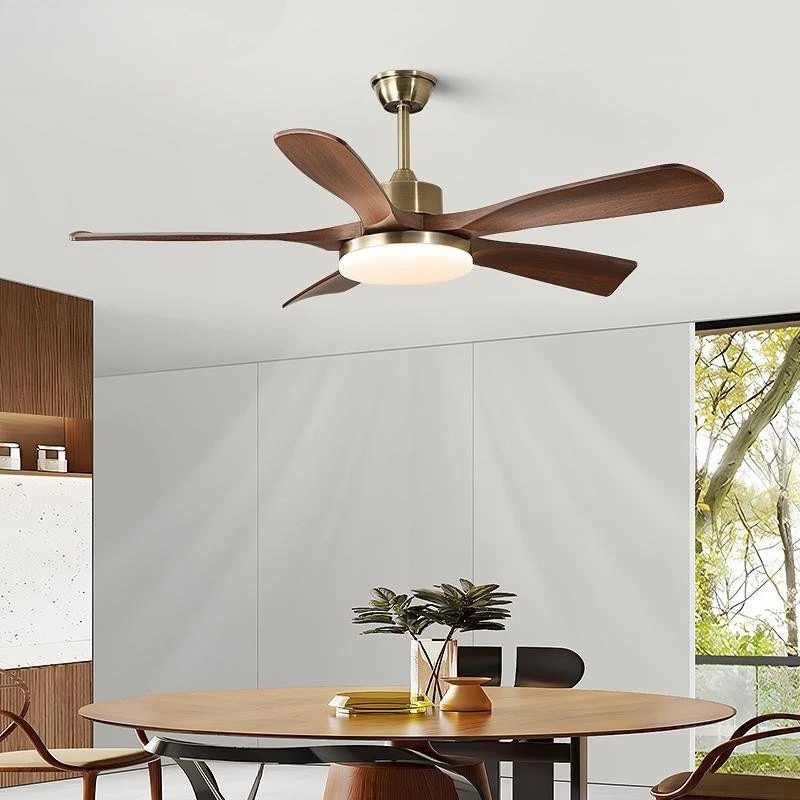 

Fan light walnut ceiling fan retro living room bedroom new Chinese bronze dining room fan chandelier