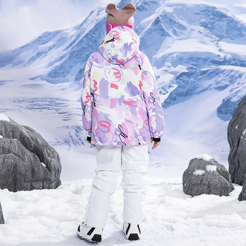 أطقم بدلات الثلج للأطفال، ملابس التزلج على الجليد، سترات وسراويل التزلج، للفتيات والفتيان، أزياء رياضية شتوية خارجية #2