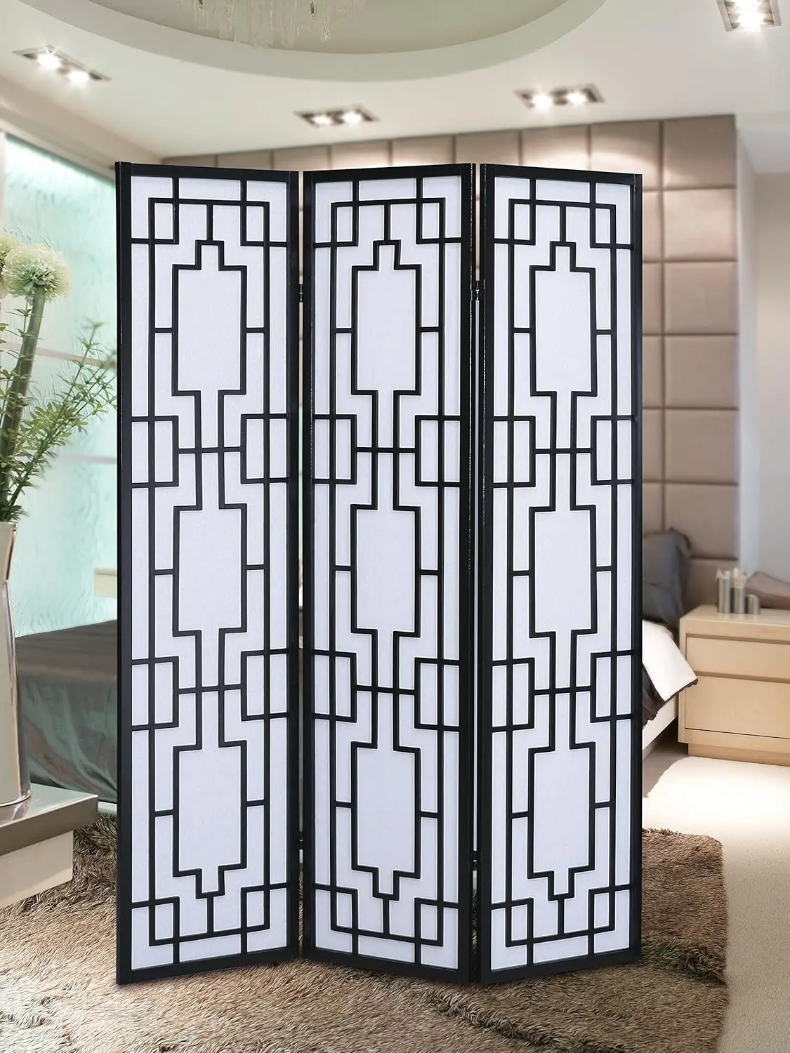

Sudoku 3 Panel Room Divider Screen, Black