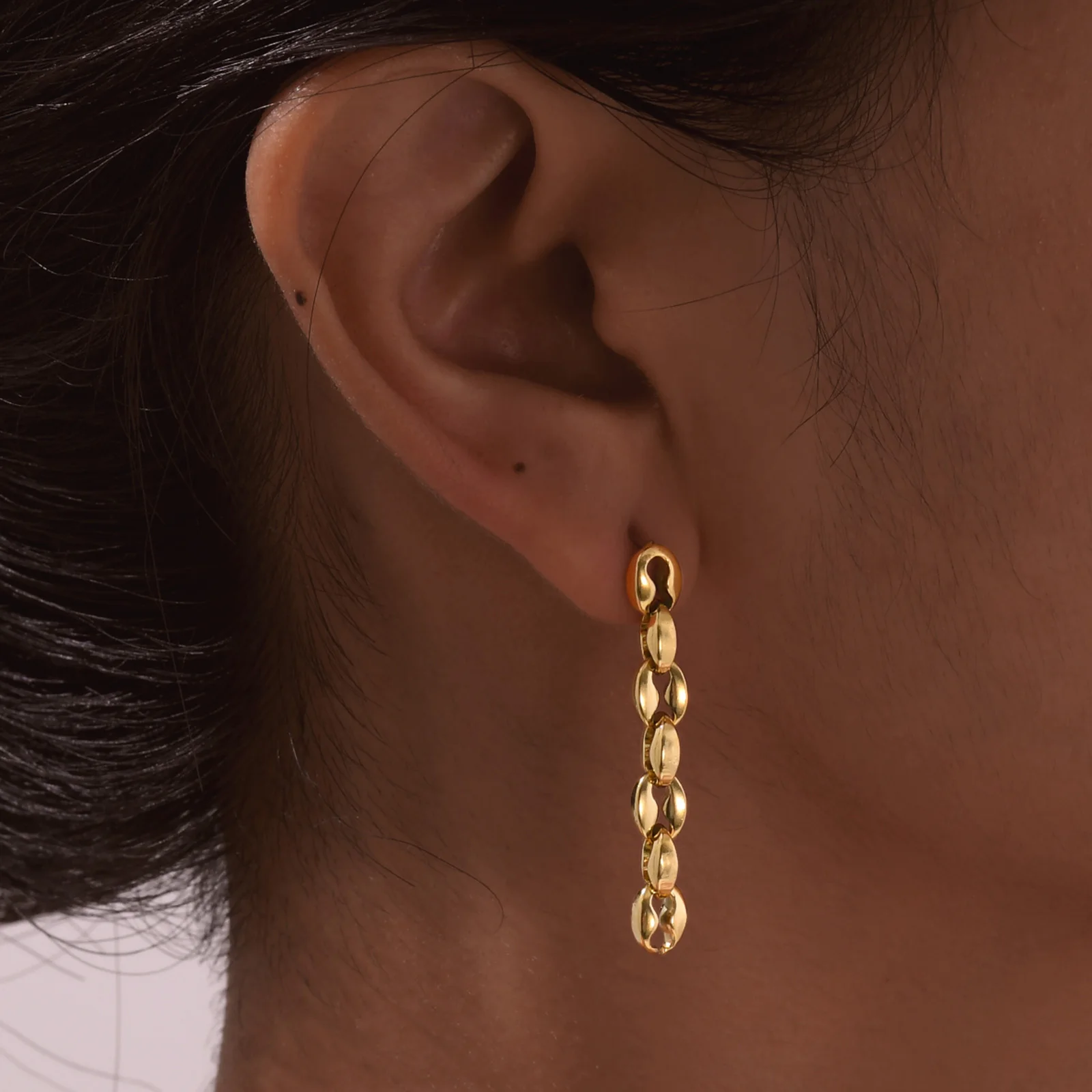 Stainless Steel Earrings Bohemian Full Gloss Lip Chain Earring for Women Minimalism Tassels  Lady Jewelery Gifts