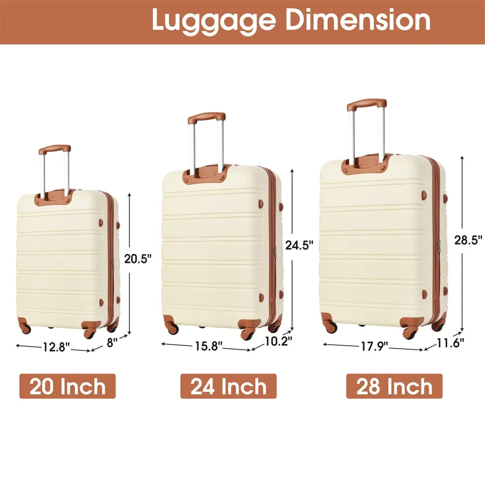 3 Piece Luggage Set Hardside Spinner Suitcase with TSA Lock 20