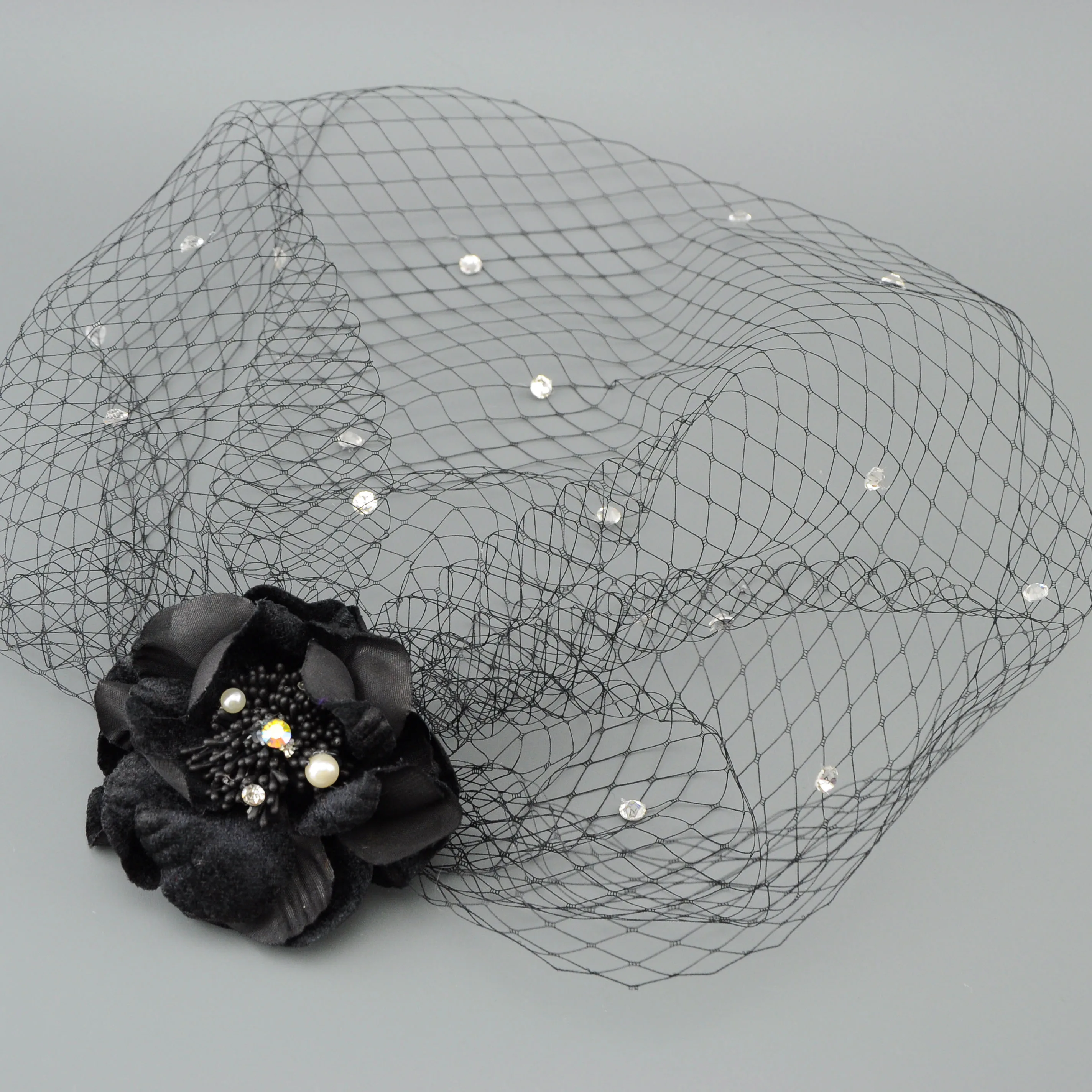 Fascinator Mesh Birdcage Veil, Classic Wedding Flapper Tea Party Headpiece, Elegant 3D Flower Bridal Face Veil, Romantic Bachelo