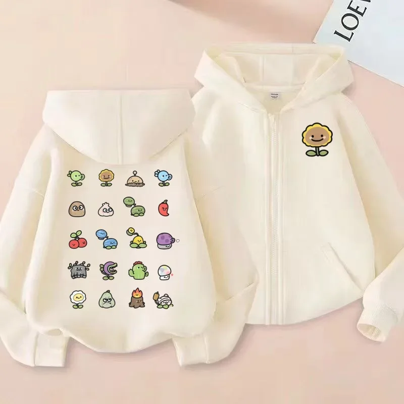 Q-version Plant لطيف مطبوعة الأطفال سستة سترة هوديي مقنعين سترة الأطفال متعة وملابس الأطفال عارضة #1