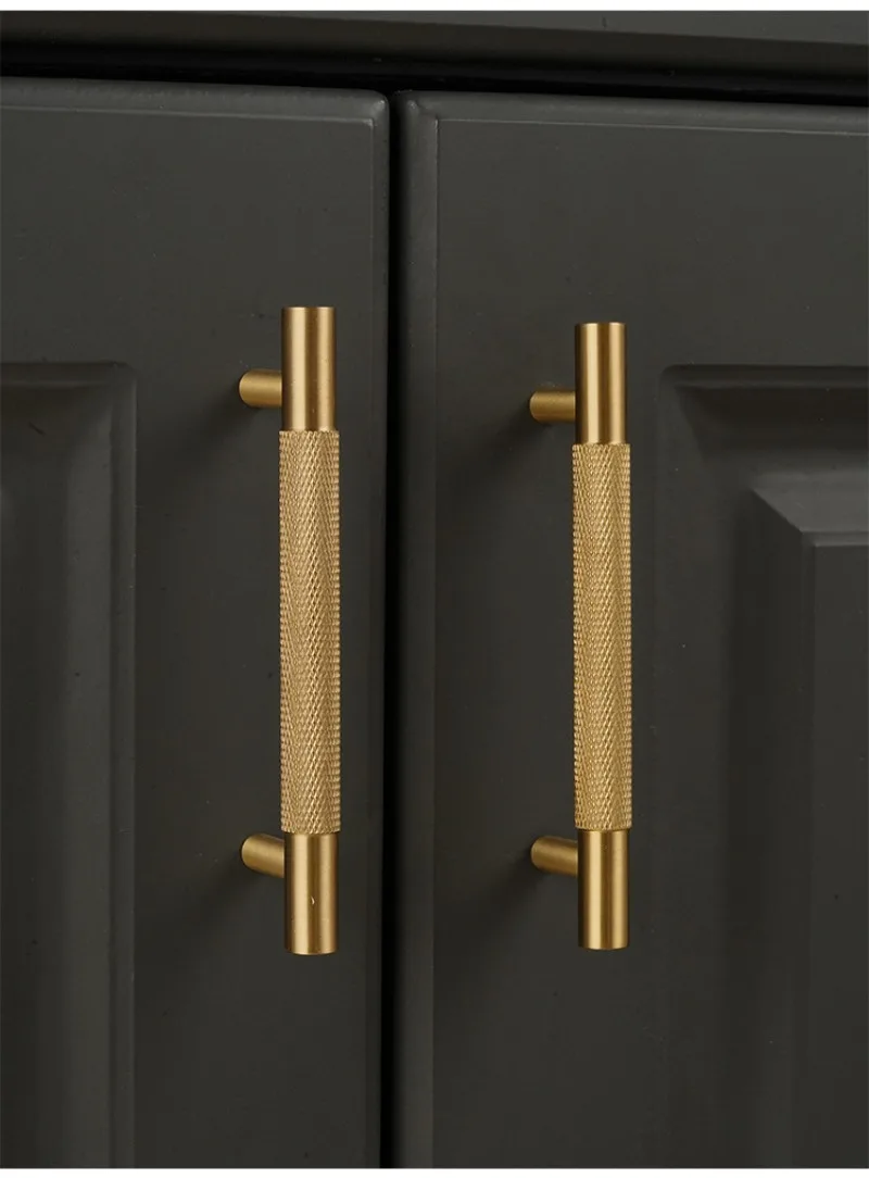 Brass Diamond-cut Cross Knurl Pattern Gold Black Cabinet Handles Wardrobe Pull T-bar Knobs 500mm Long Available Kitchen