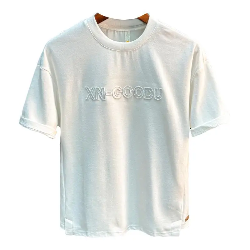 2025 New High end Short sleeved T-shirt for Men's Trendy Loose Round Neck Printed Versatile Trendy Brand Light Luxury Casual Top