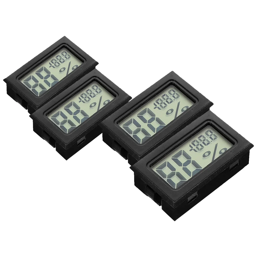 4 Pcs Hygrometer Thermometer Greenhouse and Humidity Black Abs for Reptile Tank