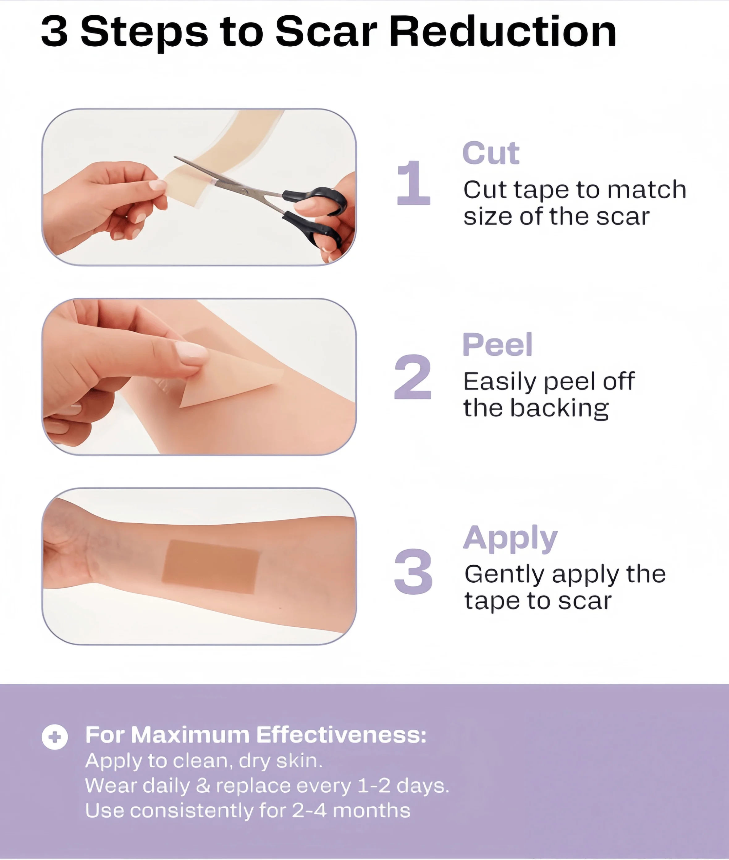 1/2-pcsMedical Silicone Scar Tape, 4.1cm x 4.4cm, Hypoallergenic for Surgical Scars & Abdomen.