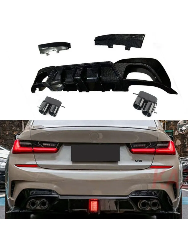 Auto Styling Achterbumper Protector ABS Materiaal Diffuser Lip Fit Voor BMW 3 Serie G20 G28 330i M340i 2019-2022 Gloss Zwart - afbeelding 2