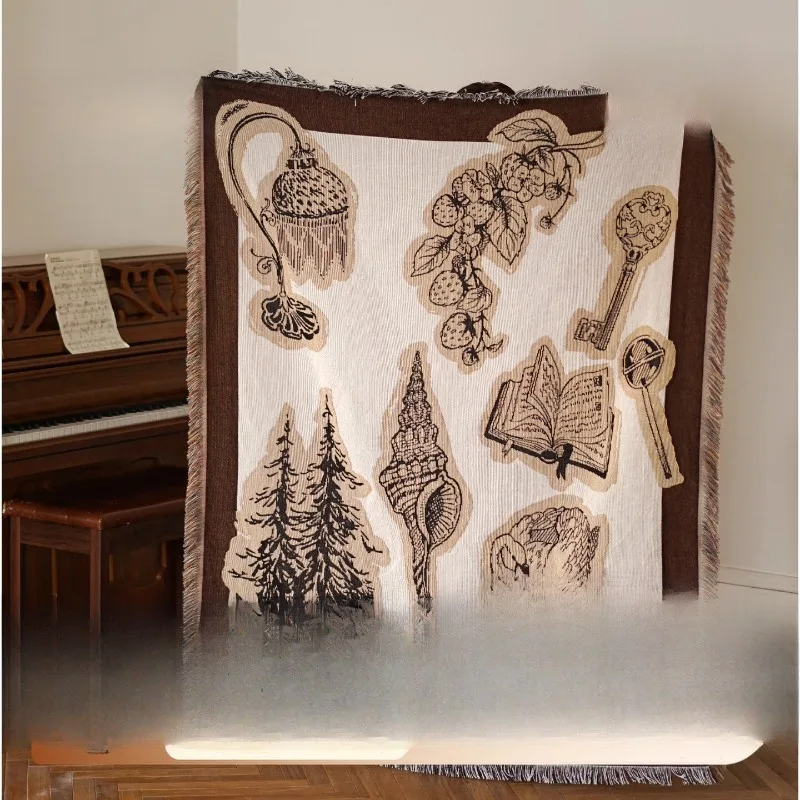 

South France Holiday Line Blanket Illustration Decorative Tapestry Camping Outdoor Air Conditioning Sofa