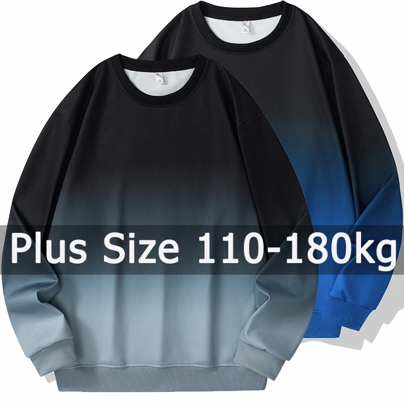 Plus Size Sweatshirts 110-180kg Gradient Loose Pullovers Long Sleeve Tee 5XL 6XL 7XL Big Size Men Clothing Streetwear Hoodie