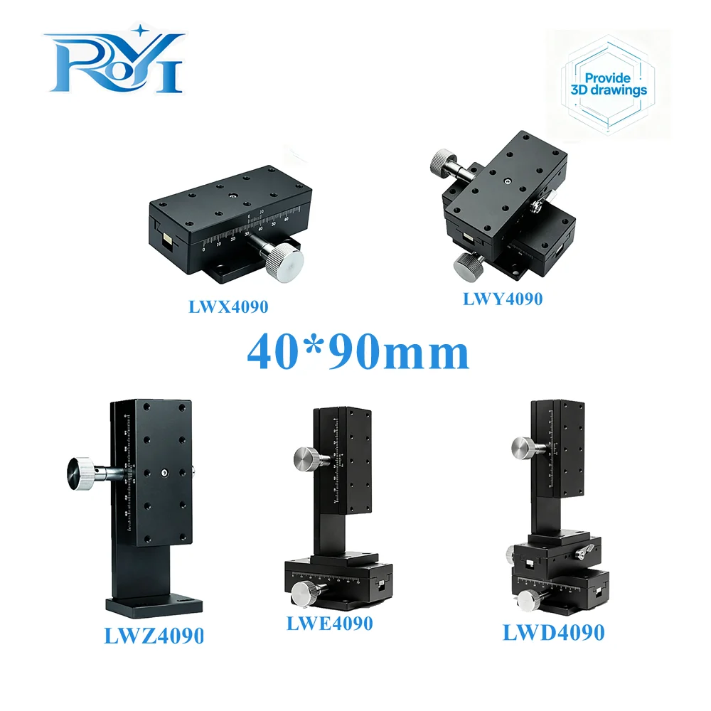 X/XY/XZ/XYZ‑Axis 40×90mm Precision Linear Stage Dovetail Groove Gear Drive Manual Knob Adjustment Displacement Sliding Platform