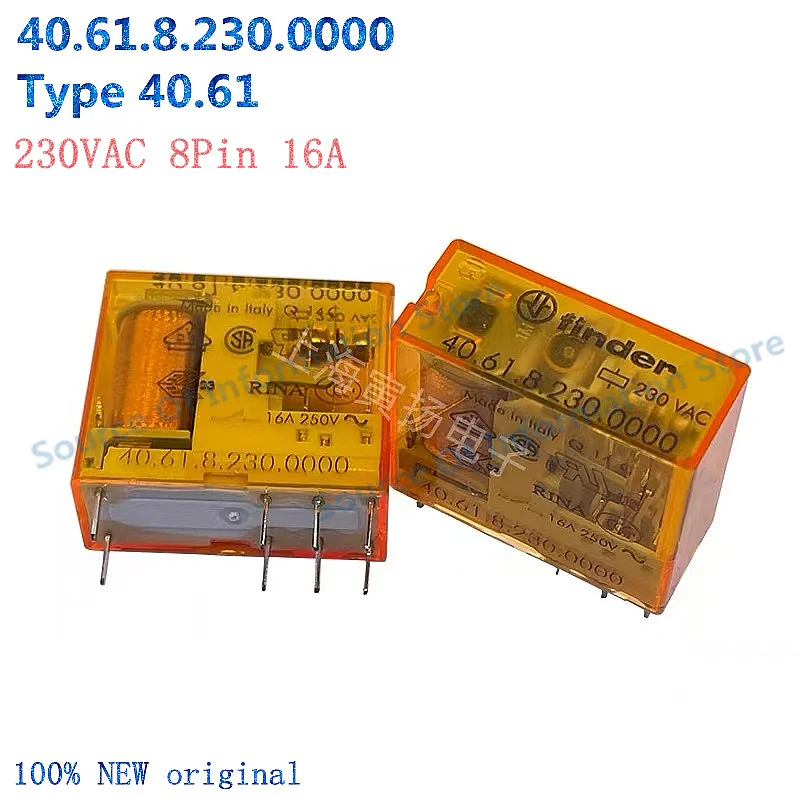 

Type 40.61 230VAC 8Pin 16A Finder Relay 40.61.8.230.0000