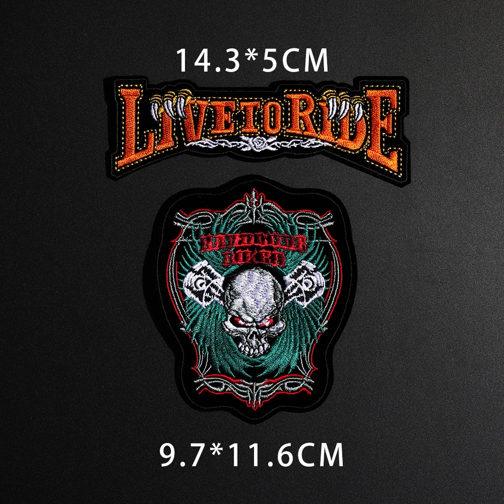 Punk Eagle Paw Live to Ride Skull ricamo patch per abbigliamento ferro sui vestiti Biker moto Applique Badge Stripe Sticker