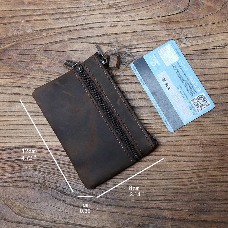 NZPJ männer Echt Leder Karte Tasche Vintage Erste Schicht Rindsleder Geldbörse dame Zipper Brieftasche Schlüssel Tasche Fahrer lizenz Tasche – Detail 2